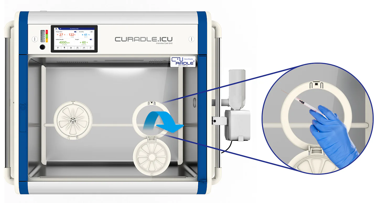 Curadle Smart Incubator PRO PLUS 160C V3: Герметичные порты для проведения процедур