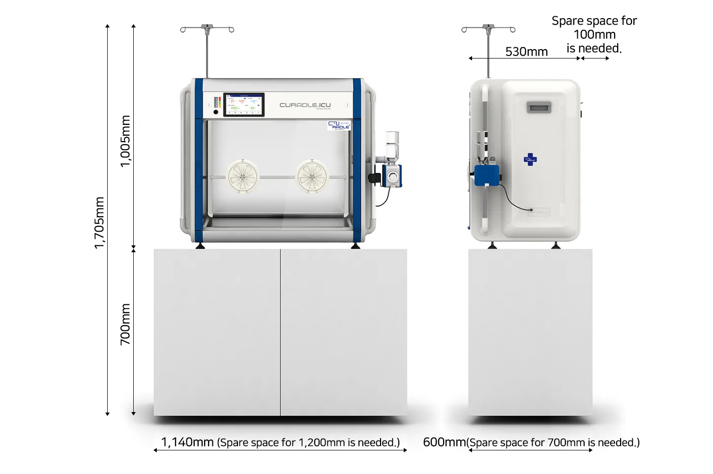 Curadle Smart Incubator PRO PLUS 160C V3: Требования к месту для одной камеры