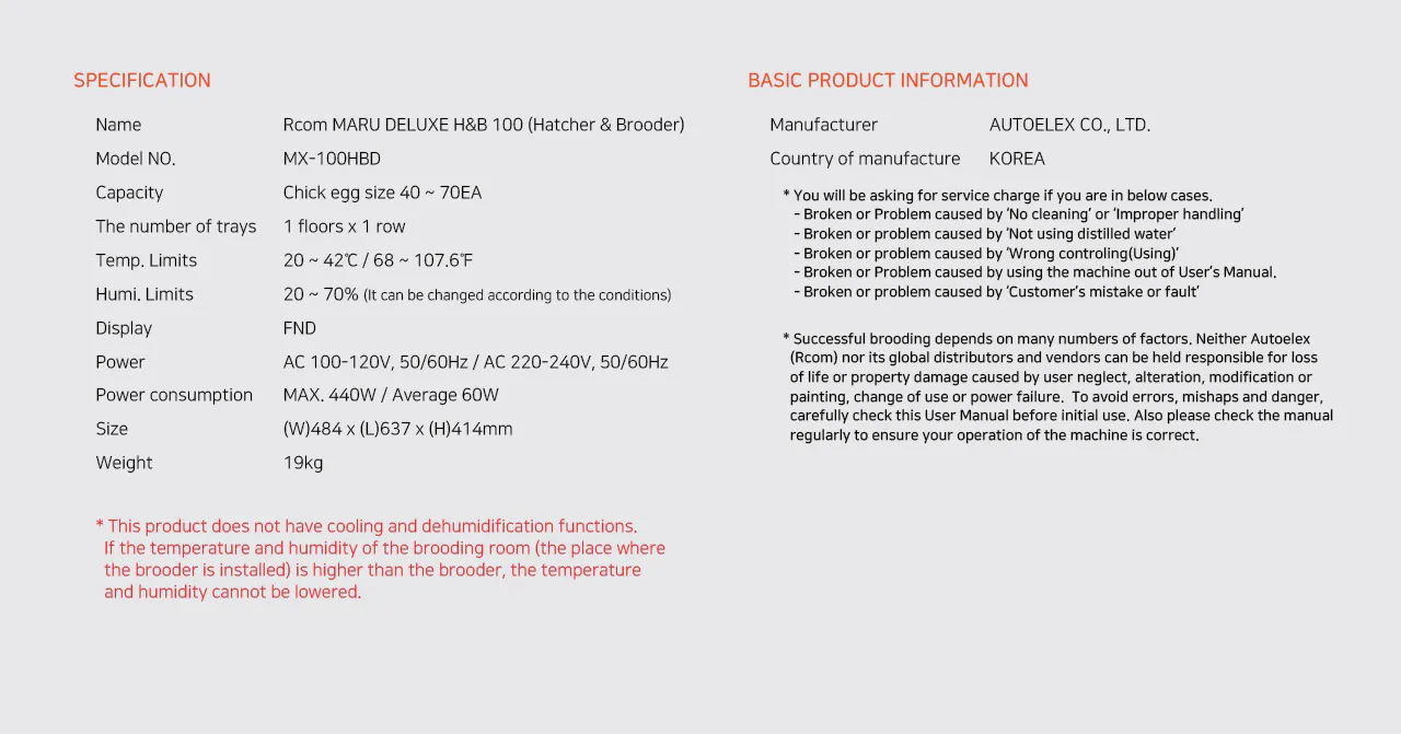 Rcom MARU DELUXE H&B 100: Технические характеристики MARU DELUXE H and B 100